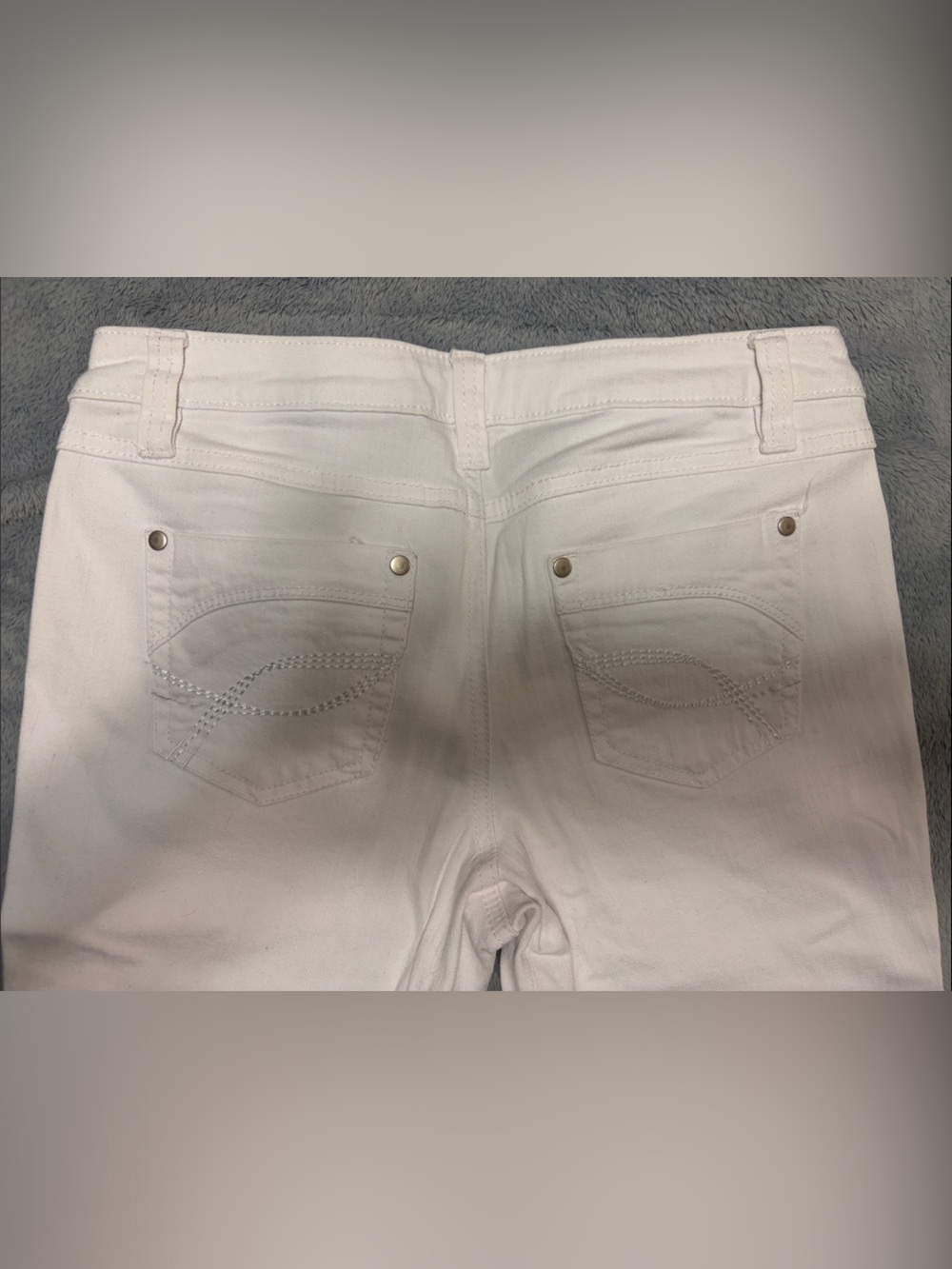 George White Straight Leg Jeans with Embroidered Back Pockets